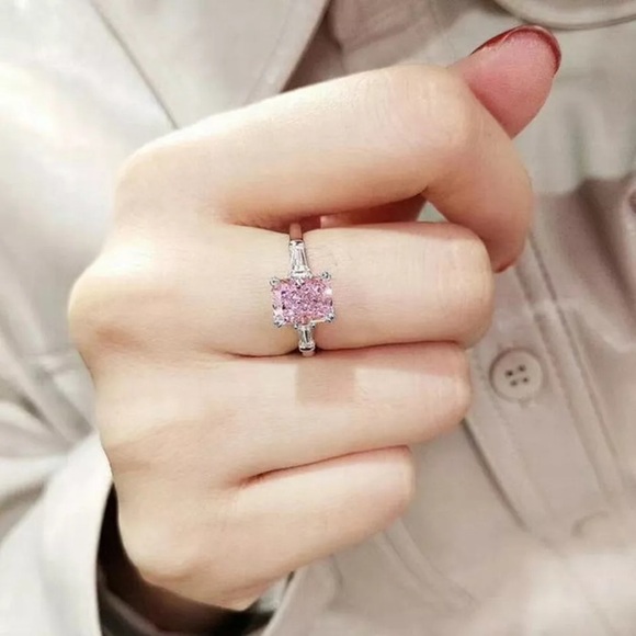 Elegant Pink and Silver Women's Ring - Picture 3 of 7